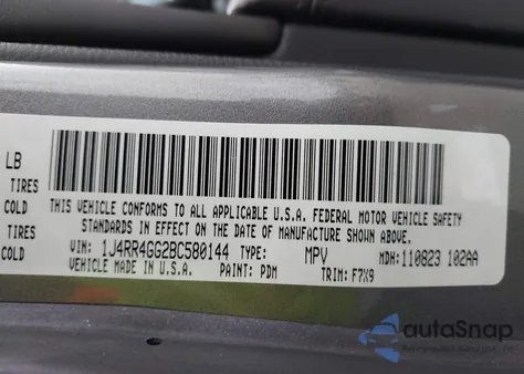 2011 Jeep Grand Cherokee Laredo from USA, damaged, VIN 1J4RR4GG2BC580144